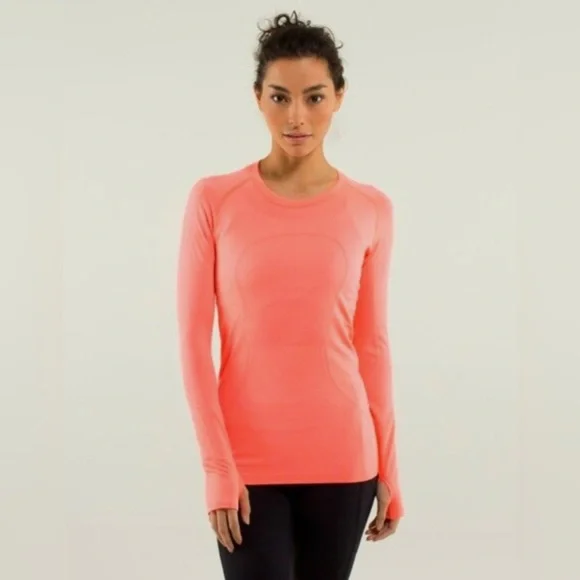 Lululemon Swiftly Tech Long Sleeve Hip Length T-shirt in Heathered Flare Size 6 - Picture 1 of 11